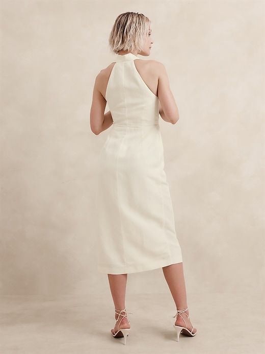 Silk-Linen Wrap-Effect Midi Dress sold by Banana Republic product image thumbnail 3