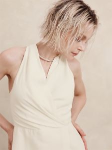 Silk-Linen Wrap-Effect Midi Dress sold by Banana Republic