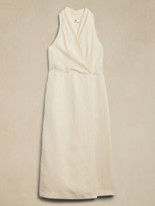 Silk-Linen Wrap-Effect Midi Dress sold by Banana Republic
