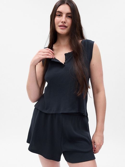Waffle Henley PJ Tank Top sold by GAP product image thumbnail 4