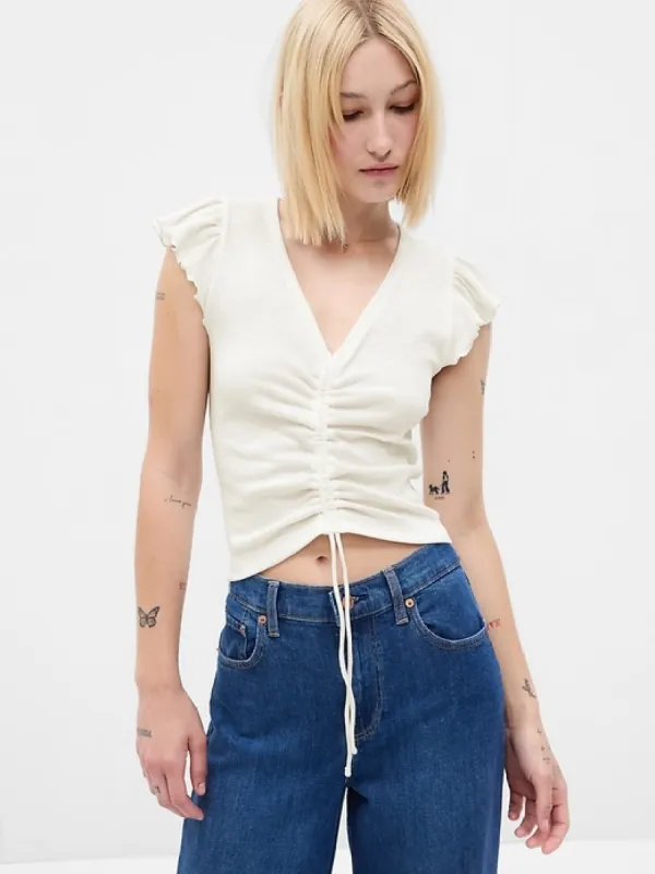 Essential Rib Ruched T-Shirt sold by GAP