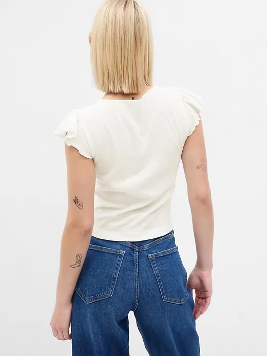 Essential Rib Ruched T-Shirt sold by GAP product image thumbnail 2