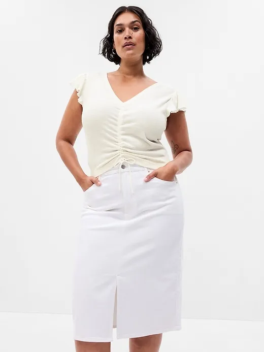 Essential Rib Ruched T-Shirt sold by GAP product image thumbnail 4