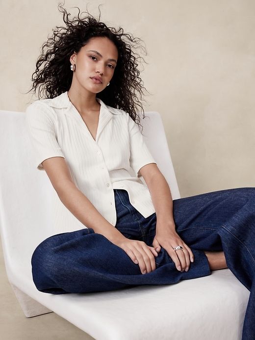 Sur Ribbed Short-Sleeve Resort Shirt sold by Banana Republic product image thumbnail 3