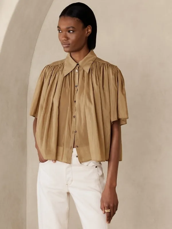 Rosalie Cotton-Silk Top made by Banana Republic