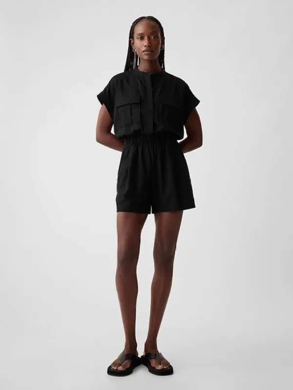 Linen-Blend Utility Romper sold by GAP