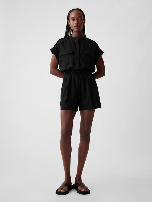 Linen-Blend Utility Romper sold by GAP