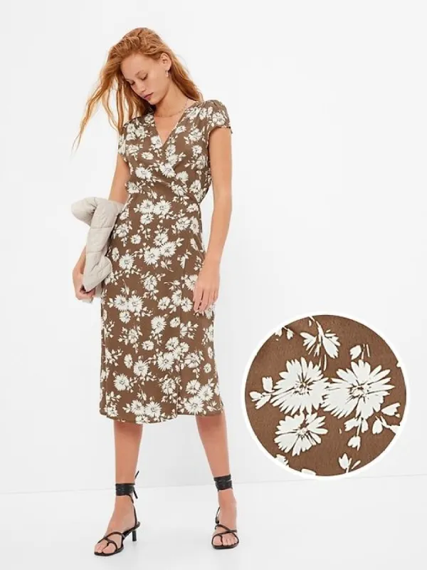 LENZING™ ECOVERO™ Midi Wrap Dress sold by GAP