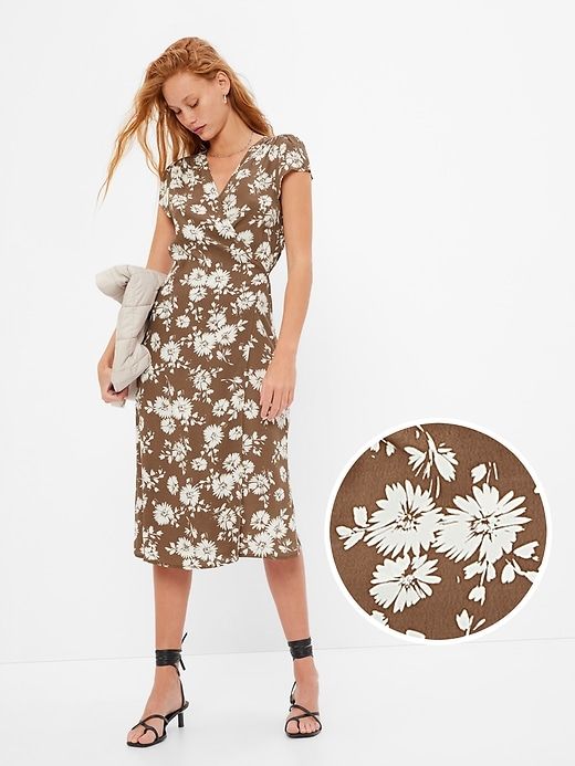 LENZING™ ECOVERO™ Midi Wrap Dress sold by GAP