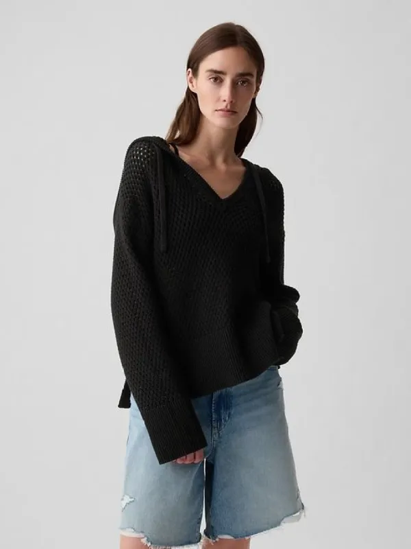 24/7 Split-Hem Crochet Sweater Hoodie sold by GAP