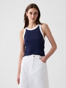 Modern Rib Cropped Halter Top sold by GAP