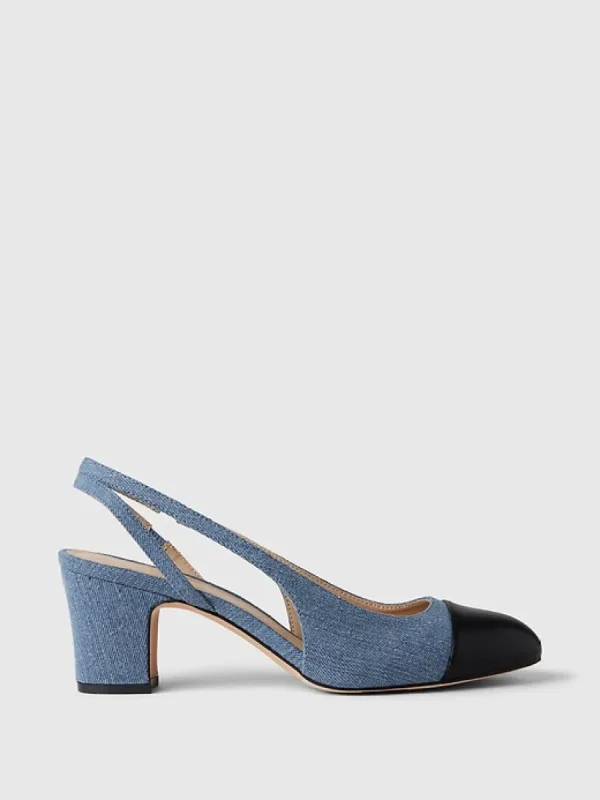 Denim Slingback Heels sold by GAP