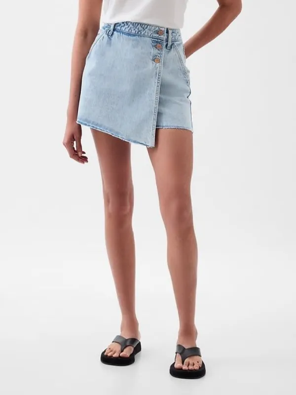 Denim Wrap Mini Skort sold by GAP