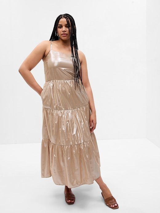 Metallic Tie-Back Tiered Maxi Dress sold by GAP product image thumbnail 4
