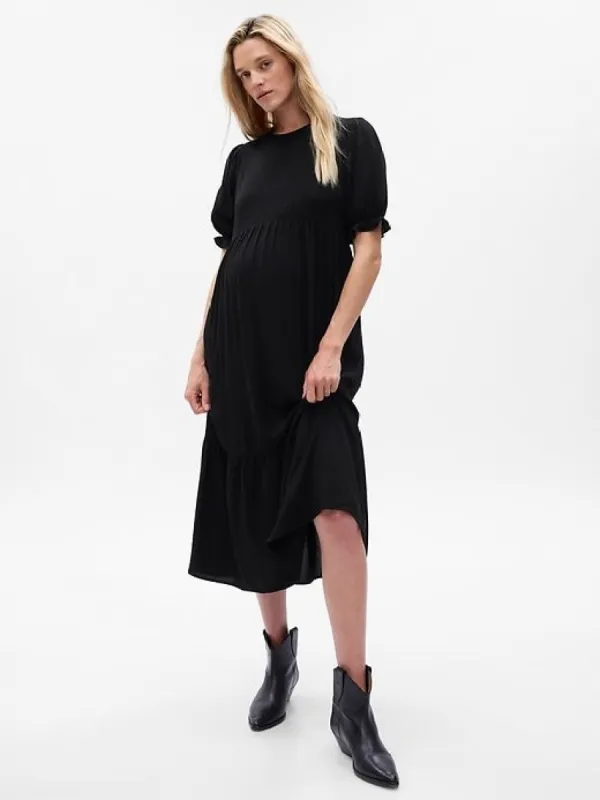 Maternity Puff Sleeve Midi Dress sold by GAP