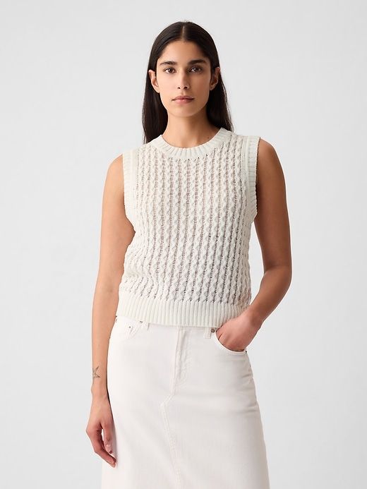 Linen-Cotton Textured Tank Top sold by GAP