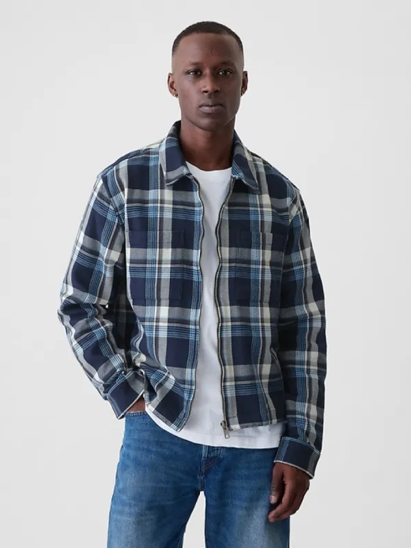 Heavyweight Flannel Full-Zip Shirt Jacket sold by GAP