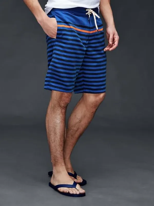 Variegated stripe board shorts (10") sold by GAP