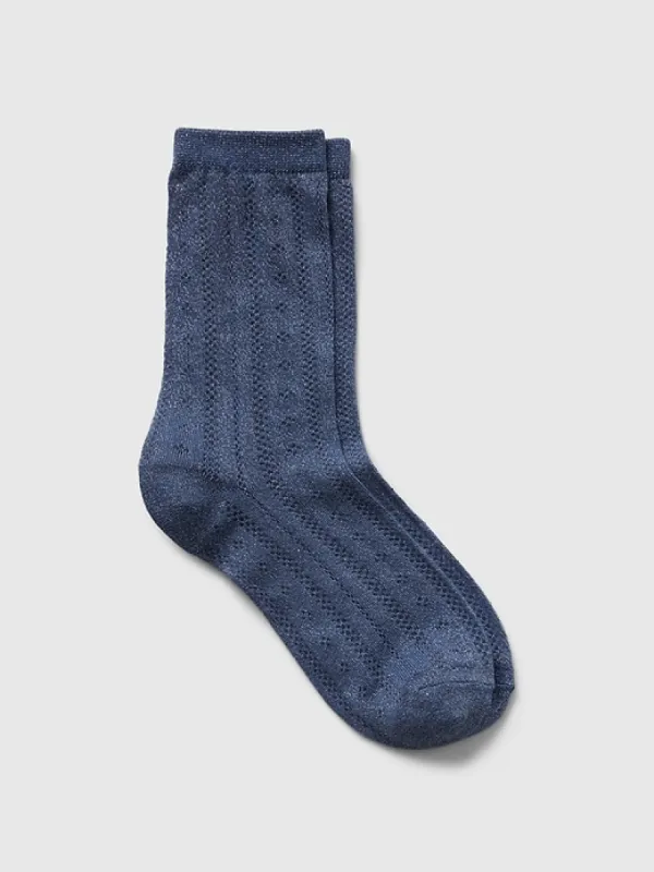 Pointelle Glitter Crew Socks sold by GAP