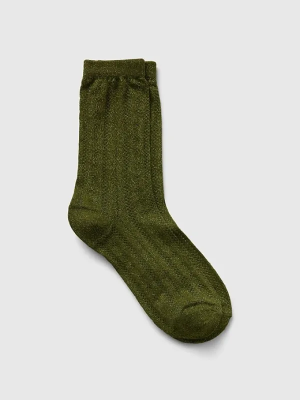 Pointelle Glitter Crew Socks sold by GAP