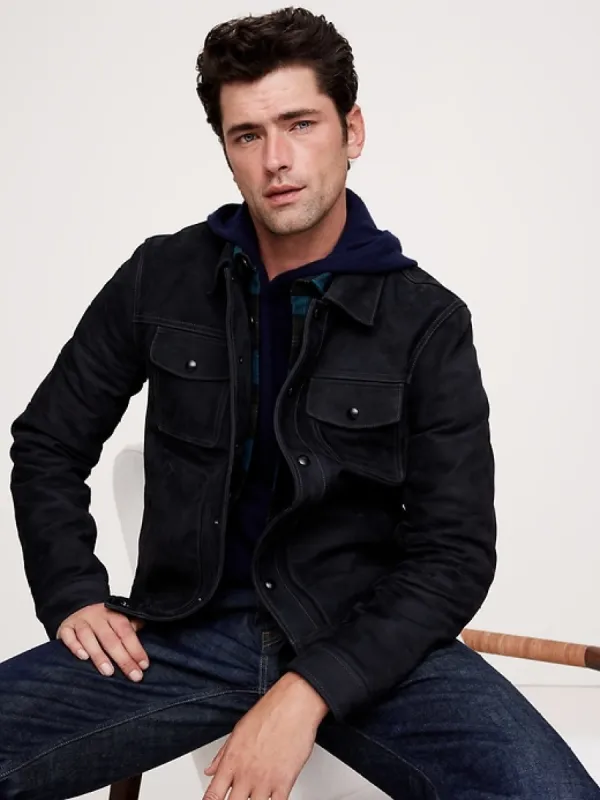 Nubuck Leather Trucker Jacket sold by Banana Republic