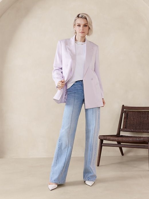 Alix Oversized Italian Satin Blazer sold by Banana Republic
