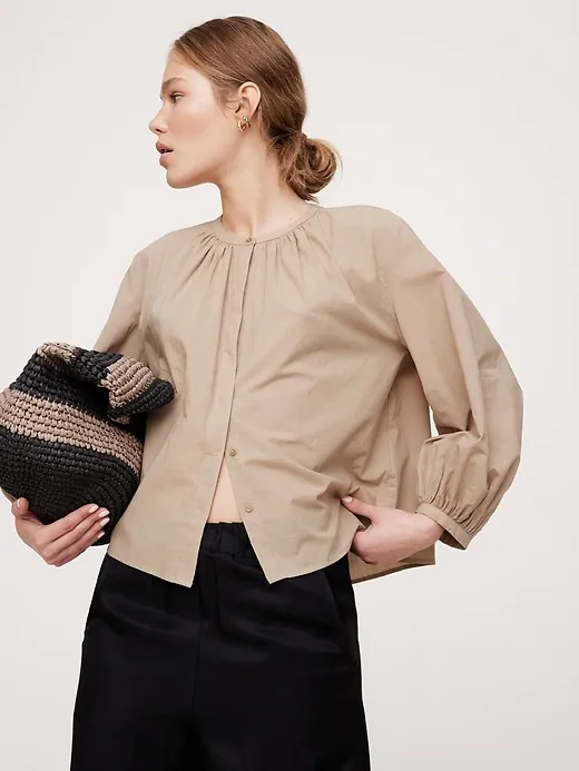 Cotton Voile Shirred Blouse sold by Banana Republic