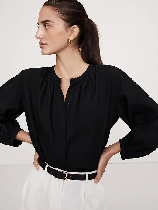 Cotton Voile Shirred Blouse sold by Banana Republic product image thumbnail 3
