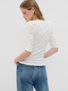 Featherweight Ruched Sleeve Rib Top sold by GAP