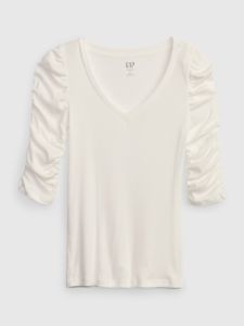 Featherweight Ruched Sleeve Rib Top sold by GAP