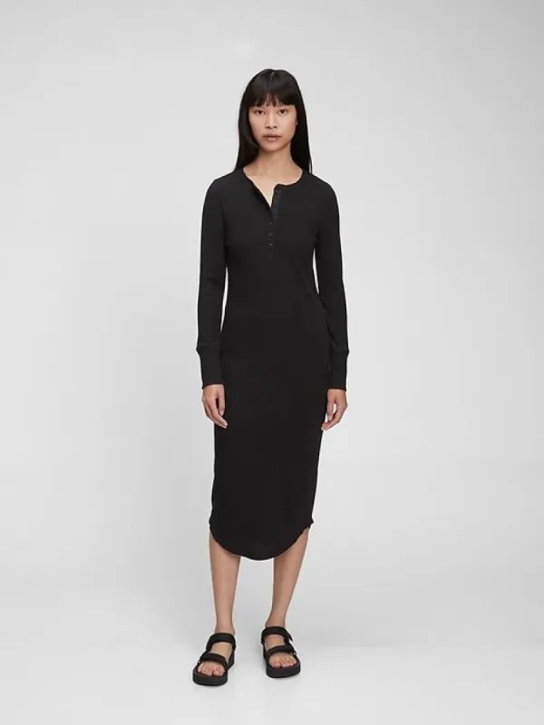 Henley Ribbed Midi T-Shirt Dress sold by GAP