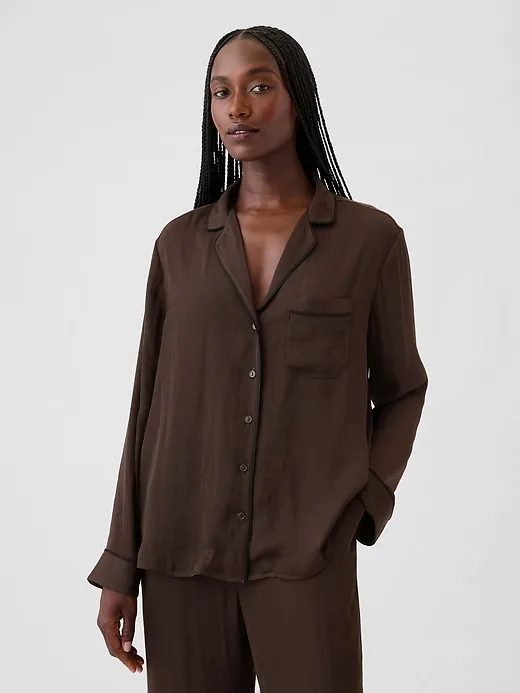 Satin PJ Shirt sold by GAP