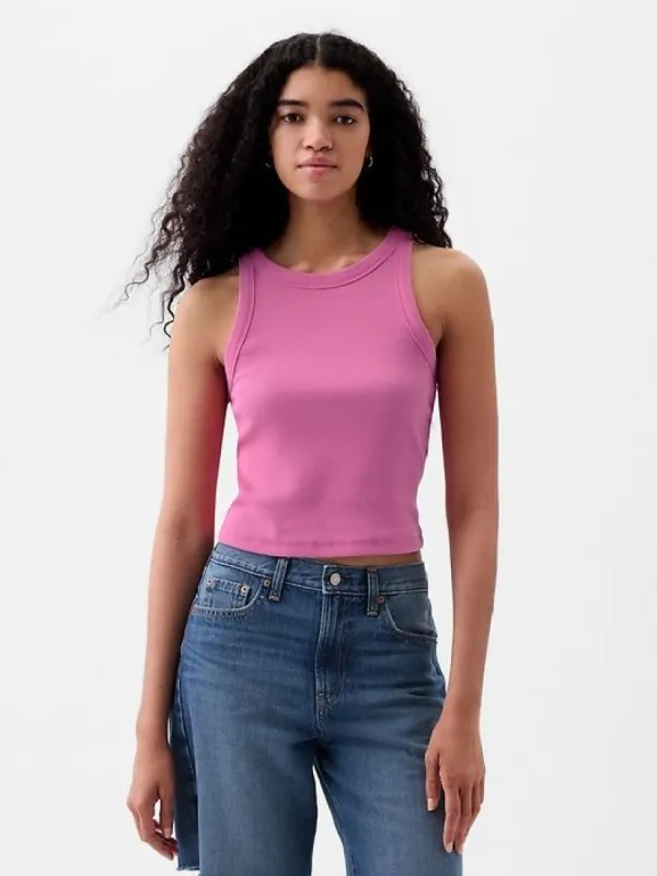 Modern Rib Cropped Halter Top sold by GAP