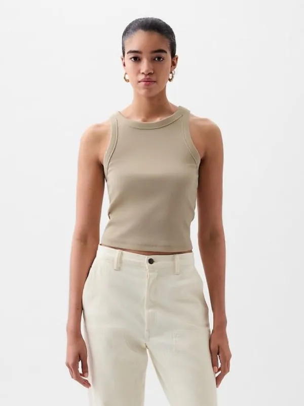 Modern Rib Cropped Halter Top sold by GAP
