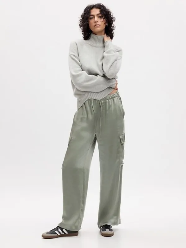 Satin Wide-Leg Cargo Pants sold by GAP