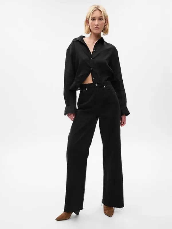 Linen Cropped Shirt sold by GAP