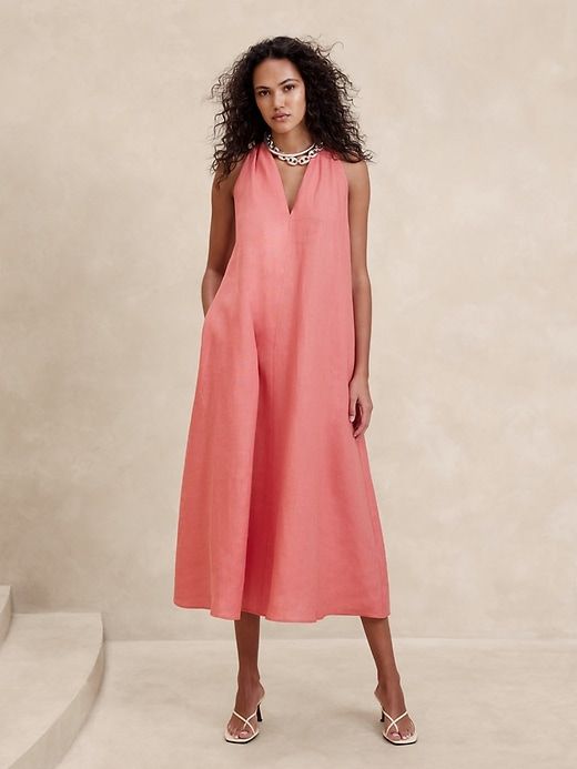 Pauline Linen Midi Dress sold by Banana Republic