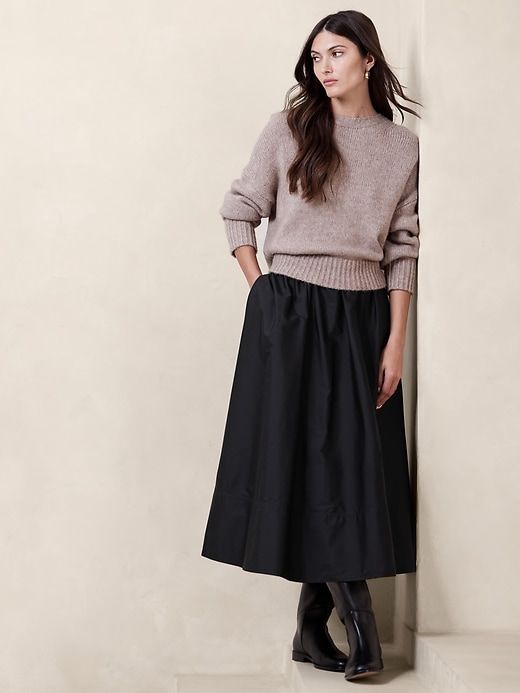 Ariella Poplin Midi Skirt sold by Banana Republic