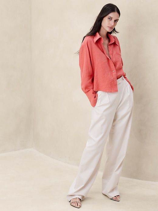 The Boxy Crop Linen Shirt sold by Banana Republic