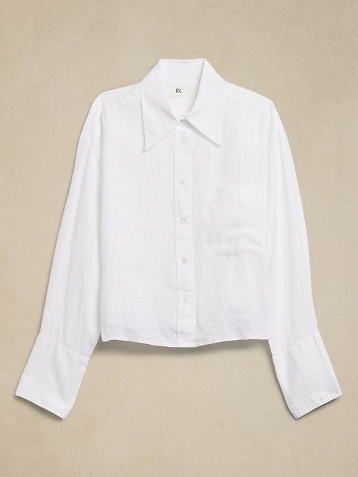 The Boxy Crop Linen Shirt sold by Banana Republic product image thumbnail 4