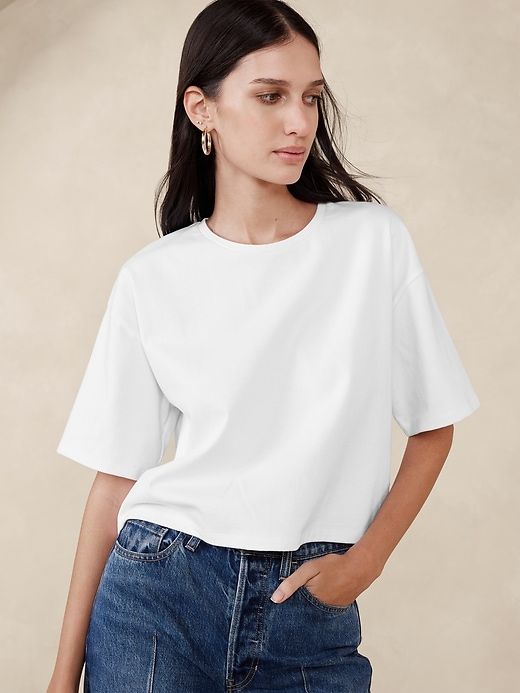Heavy Cotton Boxy Crop T-Shirt sold by Banana Republic