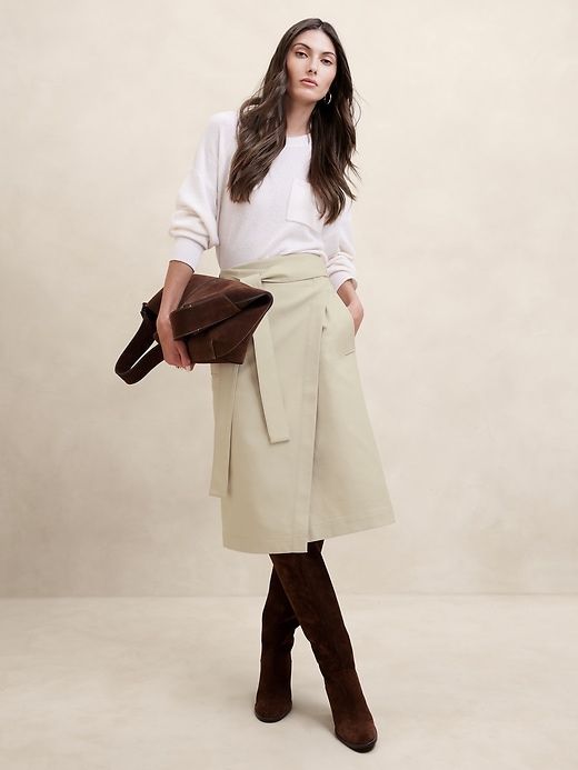 Sabbia Italian Twill Midi Skirt sold by Banana Republic