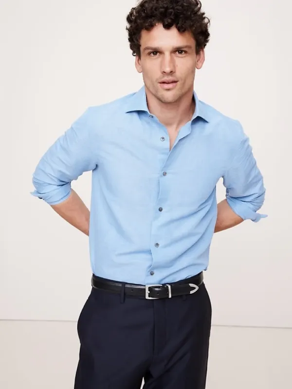 Slim Linen-Cotton Dress Shirt with Cutaway Collar sold by Banana Republic