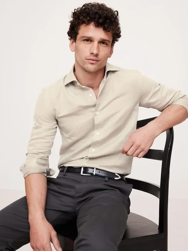 Slim Linen-Cotton Dress Shirt with Cutaway Collar sold by Banana Republic
