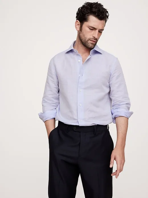 Slim Linen-Cotton Dress Shirt with Cutaway Collar sold by Banana Republic