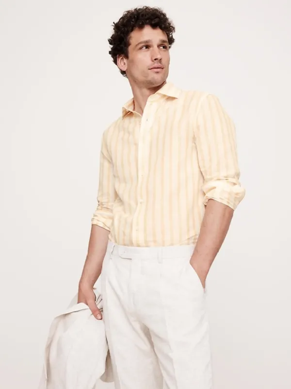 Slim Linen-Cotton Dress Shirt with Cutaway Collar sold by Banana Republic