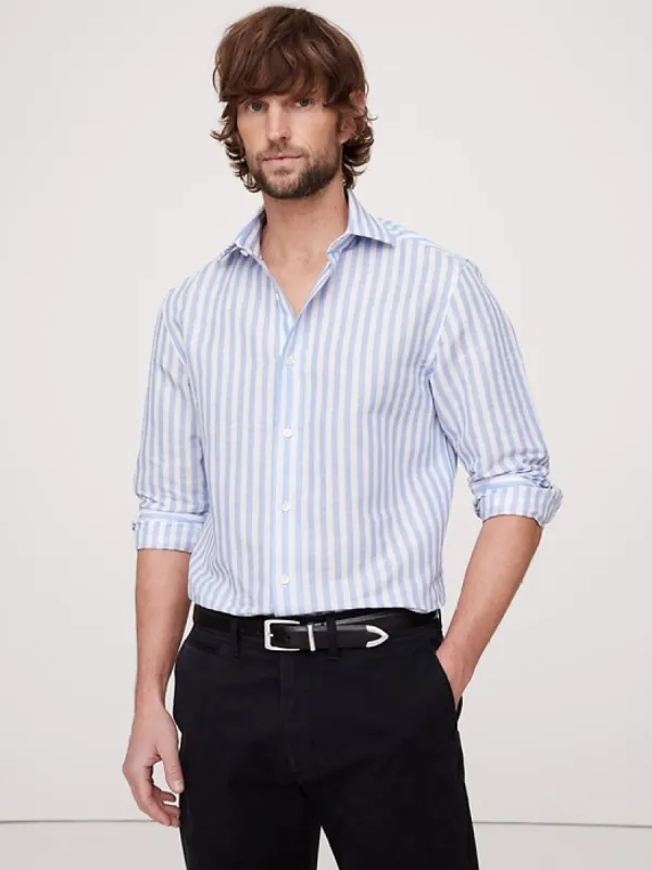 Slim Linen-Cotton Dress Shirt with Cutaway Collar sold by Banana Republic