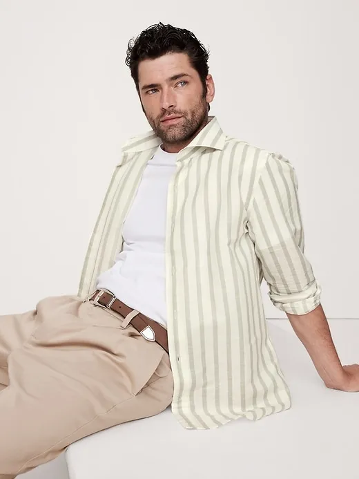 Slim Linen-Cotton Dress Shirt with Cutaway Collar sold by Banana Republic