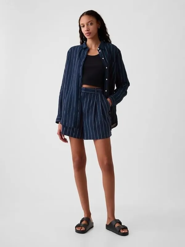 365 High Rise Linen-Blend Shorts sold by GAP