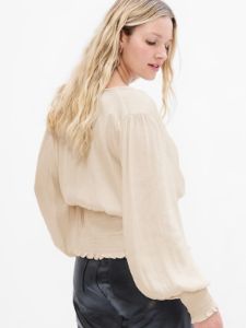 Smocked Wrap Top sold by GAP